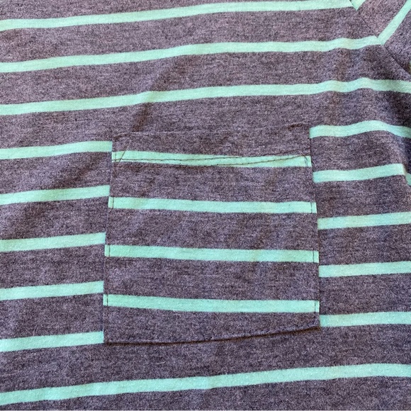 Forever 21, Mint/Gray, Striped Long Sleeve Pocketed Tee, Size XS - Picture 3 of 4